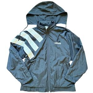 Vintage Adidas Trefoil 3-Stripes Black Windbreaker Jacket Men’s M